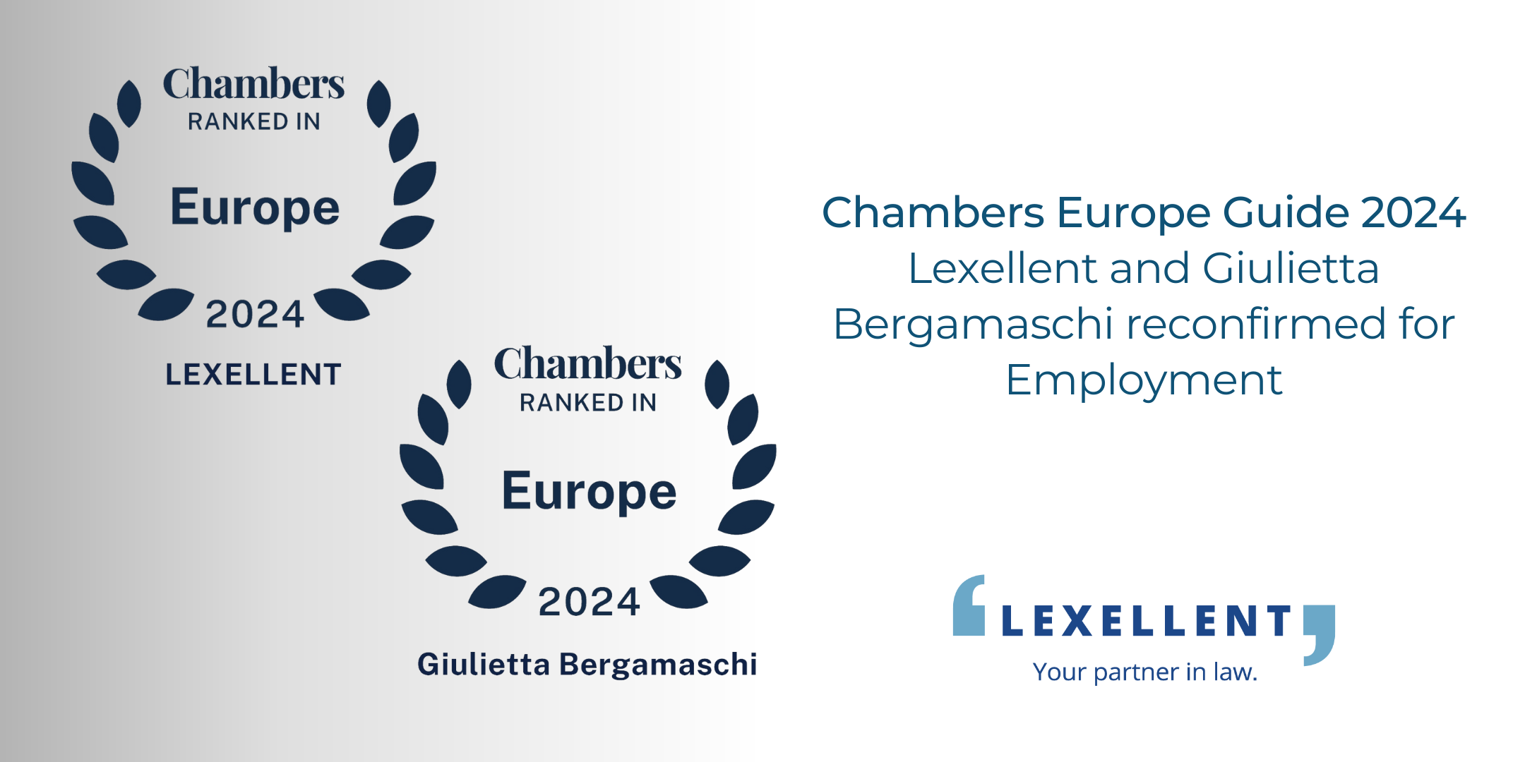 Lexellent and Giulietta Bergamaschi in Chambers & Partners’ Europe 2024 ranking, Employment.