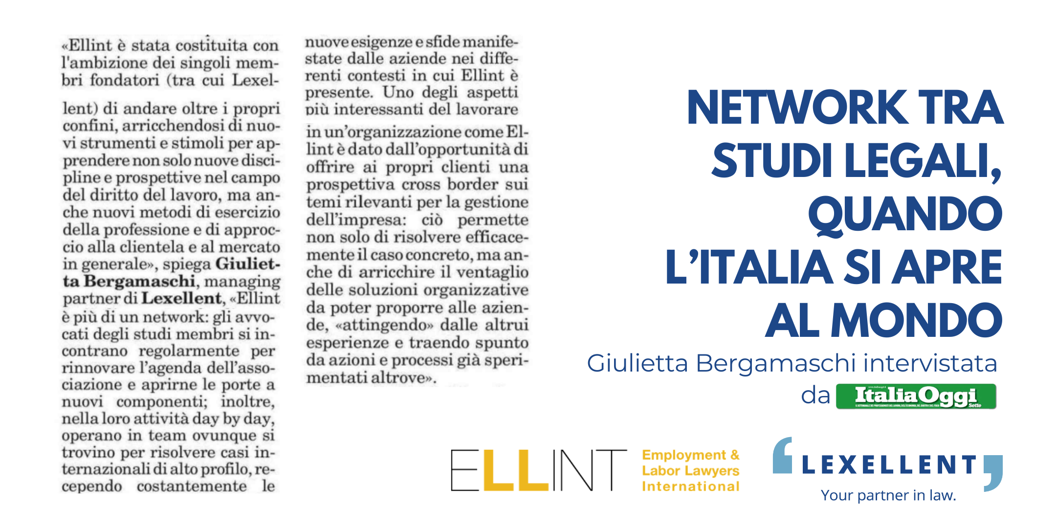 Network tra studi legali, quando l’Italia si apre al mondo – Giulietta Bergamaschi intervistata da ItaliaOggi